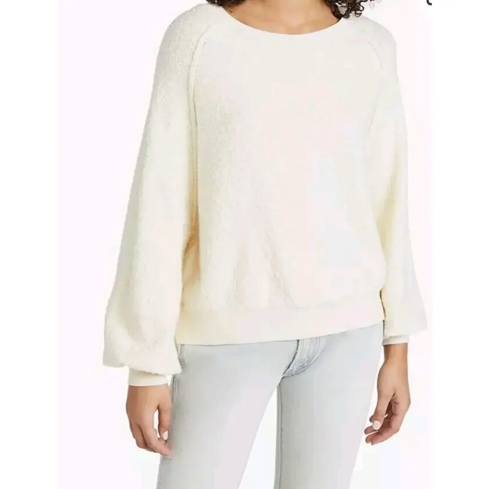Free People Women Found My Friend Pullover Sweater Cream Petite Small A000390